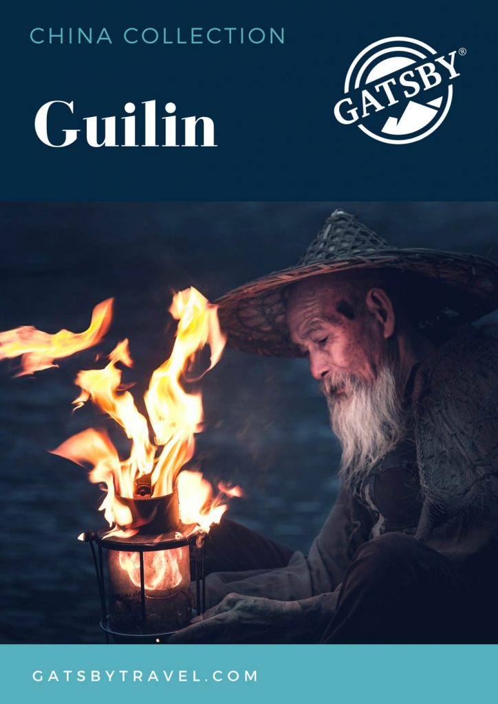 Guilin Photo Tour Brochure Cover Image of Fishermen and Lamp